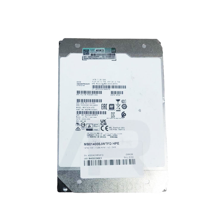 HP Enterprise 14TB SAS 3.5" 7,200 RPM HDD MB014000JWTFD