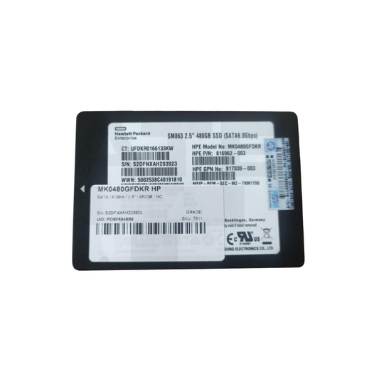 HP SM863 480GB SATA 2.5" 6GB/s SSD MK0480GFDKR